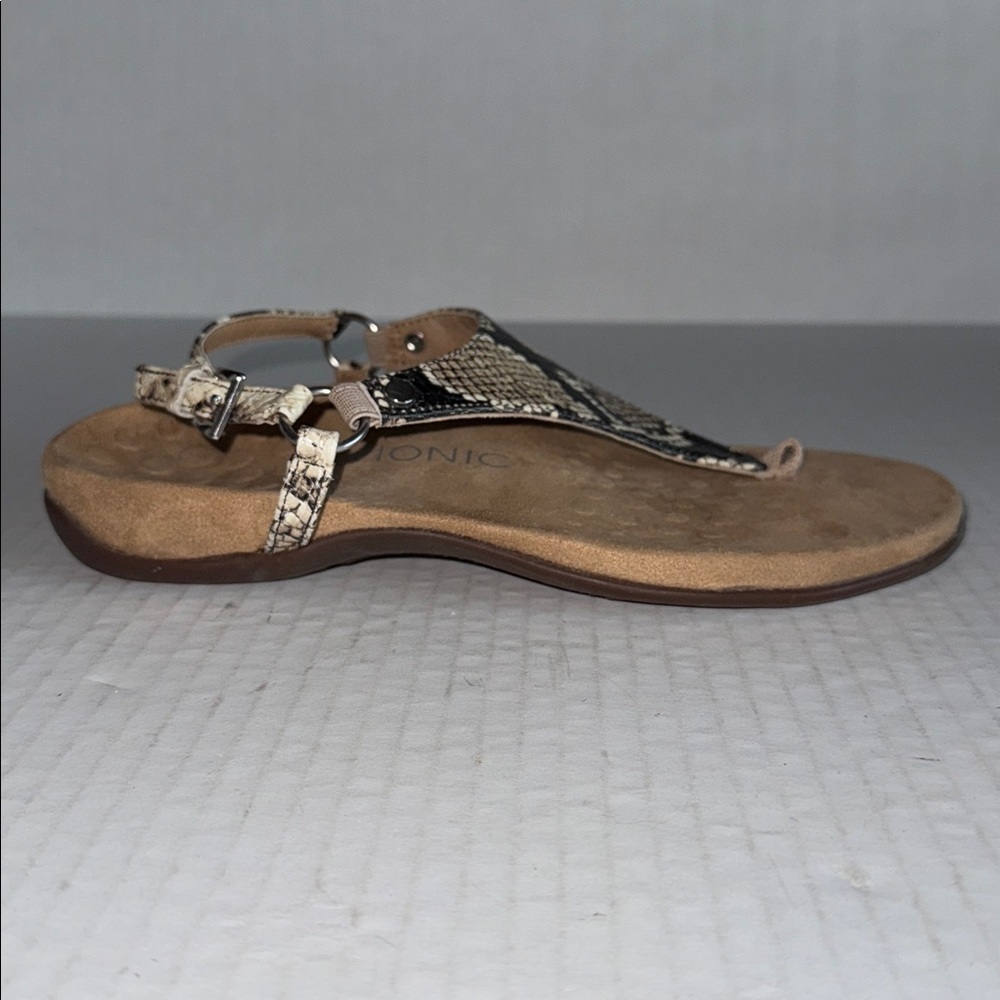 Vionic Kirra Snakeskin Print T Strap Back Strap Sandals - Picture 7 of 12